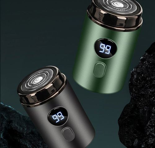 Mini electric shaver for men, portable for travel or use in a car. Rechargeable and fully washable.