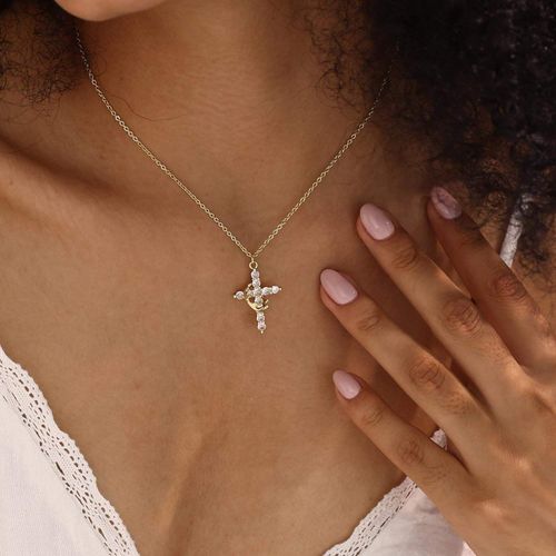 Simple Crown Cross Pendant Choker Necklace for Women Men Girls Party Trendy Exguisite Jewelry