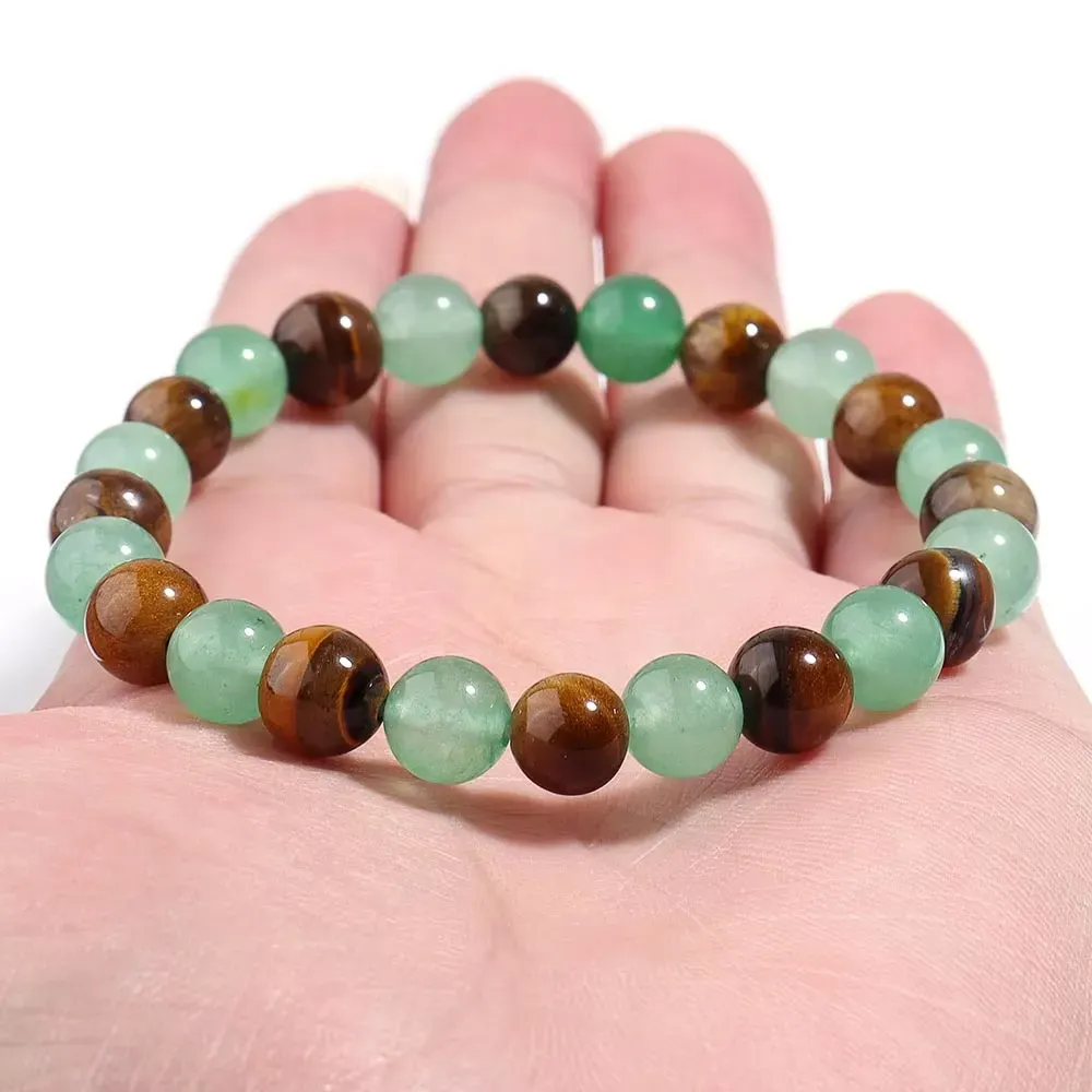 Money Wealth Success Bracelet Pure natural stone Green AventurineTiger Eye Attract Wealth Crystal Bracelet Prosperity Money Bracelet