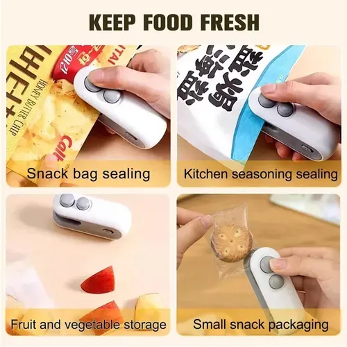 Portable Mini Bag Sealer Handheld USB Rechargeable Bag Sealing Machine 2 in 1 Food Plastic Bag Heat Sealer With Cutter