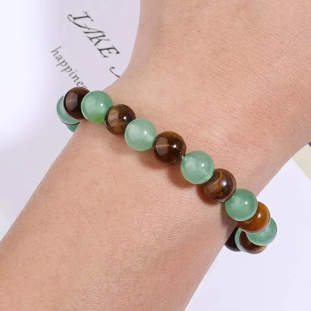 Money Wealth Success Bracelet Pure natural stone Green AventurineTiger Eye Attract Wealth Crystal Bracelet Prosperity Money Bracelet