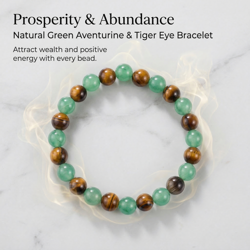 Money Wealth Success Bracelet Pure natural stone Green AventurineTiger Eye Attract Wealth Crystal Bracelet Prosperity Money Bracelet