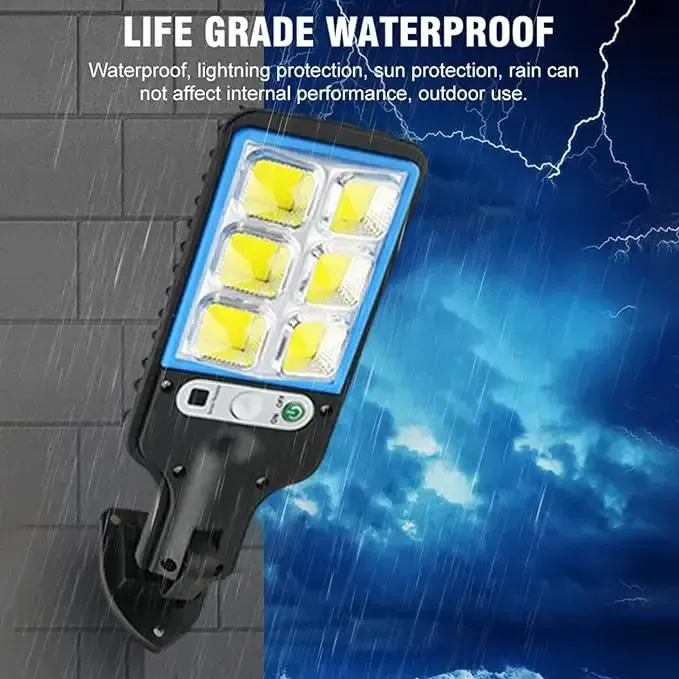 Luzes de rua com sensor solar ao ar livre, 108 COB ajustável corpo humano Sensor de movimento Lâmpada LED de parede com controle remoto
