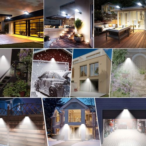 Luzes de rua com sensor solar ao ar livre, 108 COB ajustável corpo humano Sensor de movimento Lâmpada LED de parede com controle remoto, 3 modos de iluminação Luzes de segurança movidas a energia solar, holofotes refletores Jardim Quintal Caminho Estacionamento Varanda Garagem Decoração