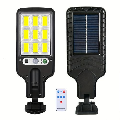 Luzes de rua com sensor solar ao ar livre, 108 COB ajustável corpo humano Sensor de movimento Lâmpada LED de parede com controle remoto, 3 modos de iluminação Luzes de segurança movidas a energia solar, holofotes refletores Jardim Quintal Caminho Estacionamento Varanda Garagem Decoração