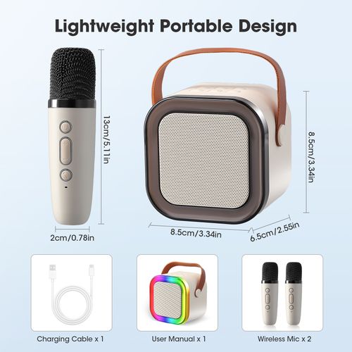 Mini máquina de karaokê para crianças com microfones sem fio