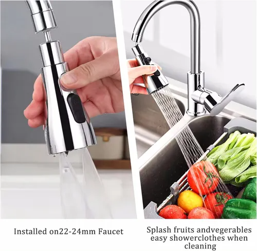 360 ° rotativo -3 função torneira da cozinha pulverizador cabeça dinheiro na entrega