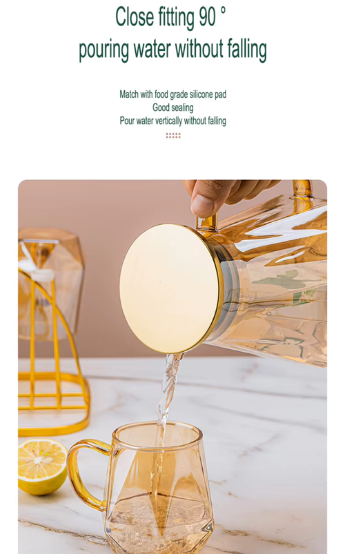 Conjuntos de jarros de vidro diamantado de grande,Conjunto cor champanhe: 1 jarra e 6 copos