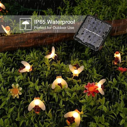 Solar String Lights Outdoor impermeável Simulação Honey Bees Lâmpada Fada Light Decor