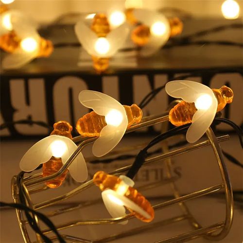 Solar String Lights Outdoor impermeável Simulação Honey Bees Lâmpada Fada Light Decor