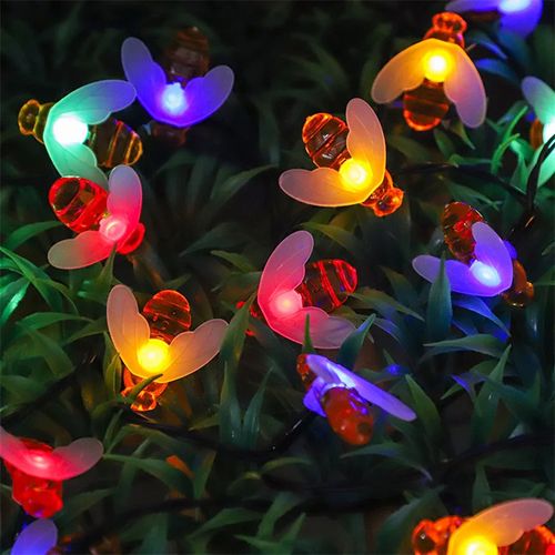 Solar String Lights Outdoor impermeável Simulação Honey Bees Lâmpada Fada Light Decor