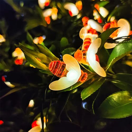 Solar String Lights Outdoor impermeável Simulação Honey Bees Lâmpada Fada Light Decor