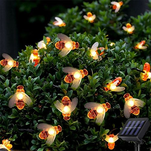 Solar String Lights Outdoor impermeável Simulação Honey Bees Lâmpada Fada Light Decor
