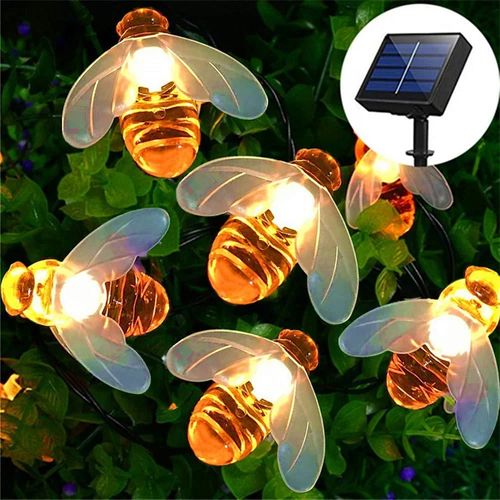 Solar String Lights Outdoor impermeável Simulação Honey Bees Lâmpada Fada Light Decor