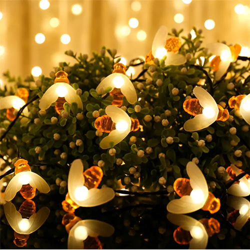 Solar String Lights Outdoor impermeável Simulação Honey Bees Lâmpada Fada Light Decor