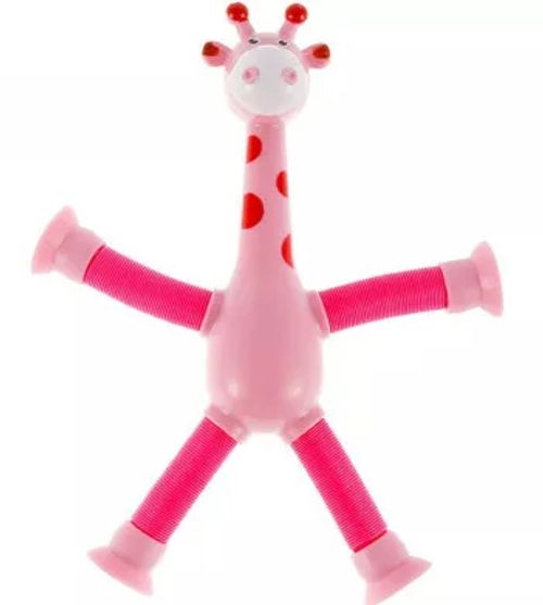 Brinquedo girafa de sucção telescópica com luz led