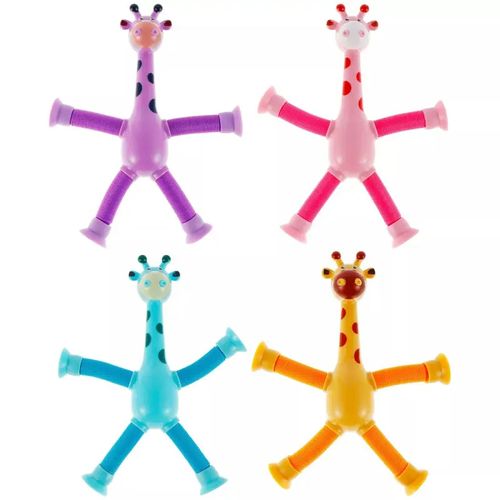 Brinquedo girafa de sucção telescópica com luz led