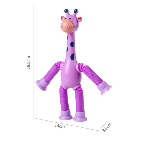 Brinquedo girafa de sucção telescópica com luz led