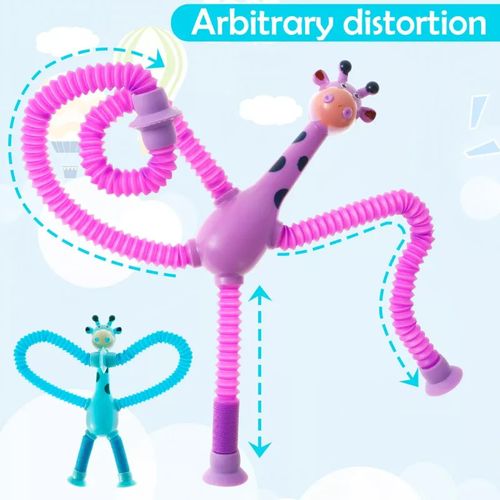 Brinquedo girafa de sucção telescópica com luz led