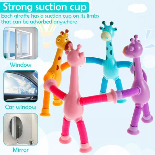 Brinquedo girafa de sucção telescópica com luz led