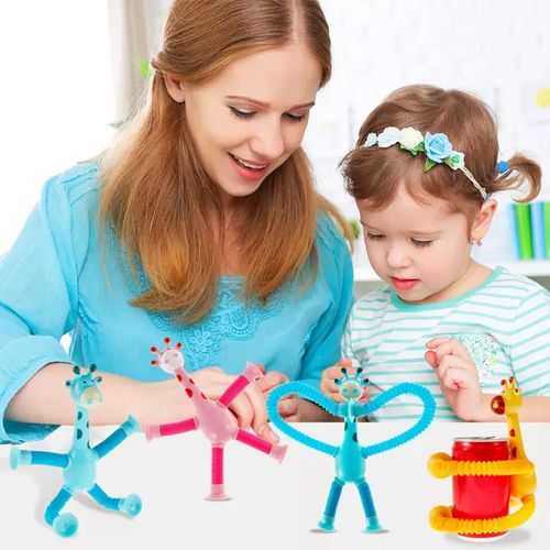 Brinquedo girafa de sucção telescópica com luz led