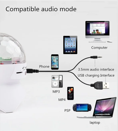Bola mágica de cristal LED bluetooth estéreo