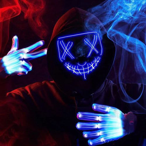 Máscara de halloween caveira luvas terno