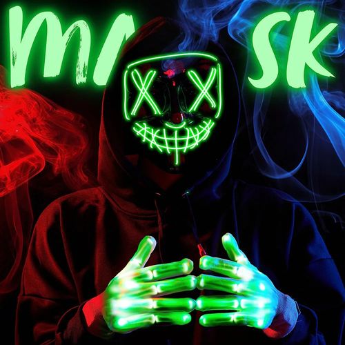 Máscara de halloween caveira luvas terno