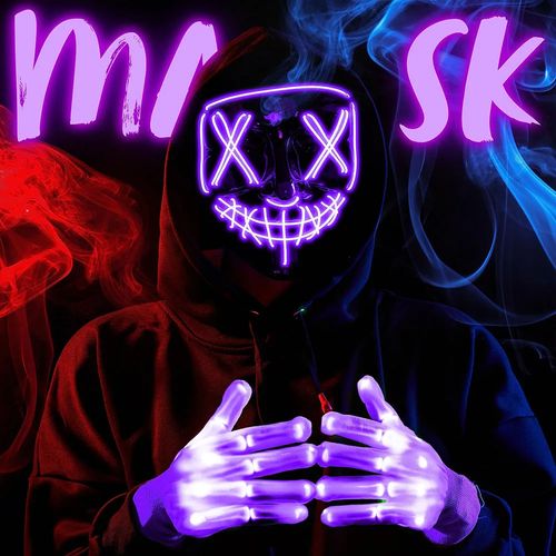 Máscara de halloween caveira luvas terno