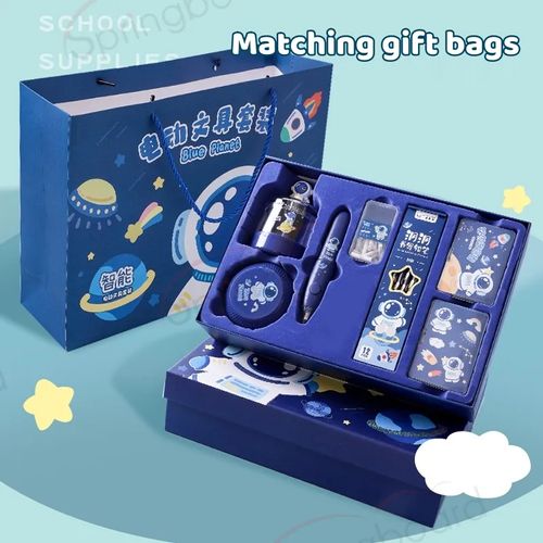 2024 mais recente conjunto de papelaria apontador elétrico apagador eletrônico conjunto de aspirador de pó