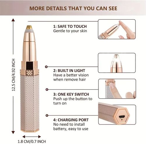 Barbeador Elétrico Facial 4 em 1 para Mulheres, Depilador de Corpo Inteiro Depilador de Sobrancelha Recarregável Biquini Aparador de Cabelo
