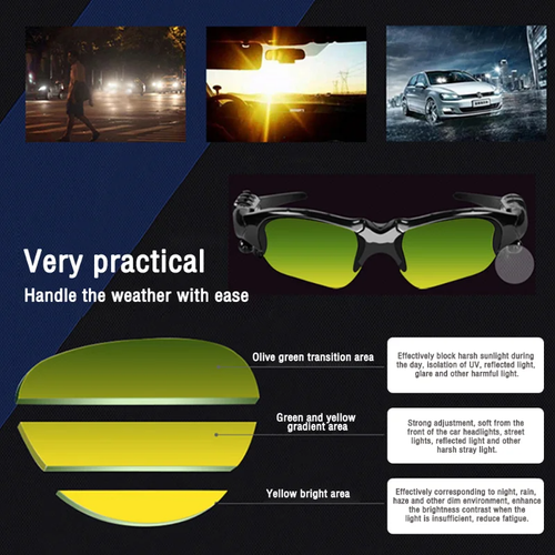 Esportes smart wireless headphone óculos de sol