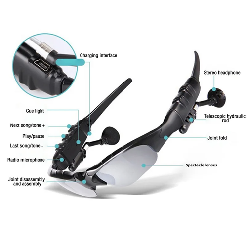 Esportes smart wireless headphone óculos de sol
