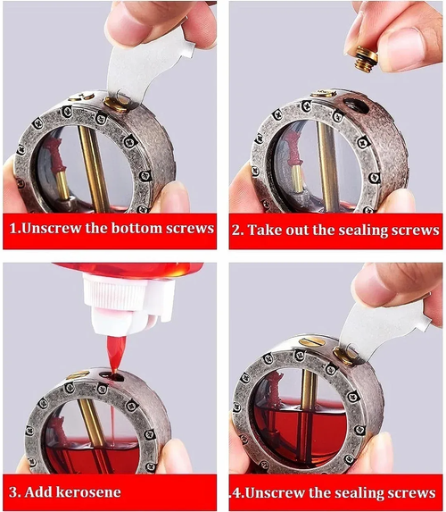 🎁Vintage Trench Lighter Transparente Querosene Isqueiro Antigo Steampunk Isqueiro Cool Unique Lighter para Homens (Sem Combustível)