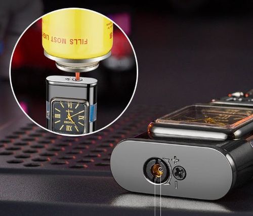 Isqueiro à prova de vento Vintage Watch Bezel Jet tocha chama