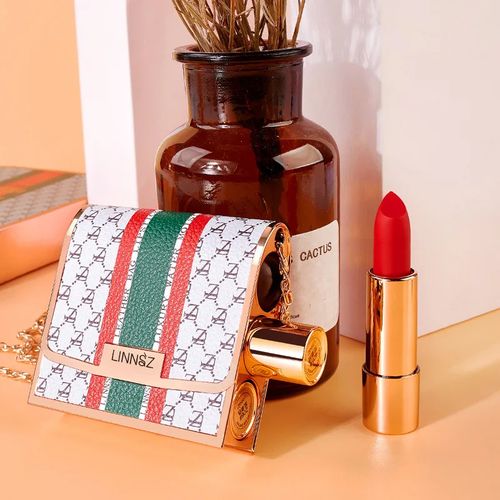 Leve luxo pequeno saco de couro batom 3 PCS pack, encontro 3 tipos de lábios vermelhos encantador sedução