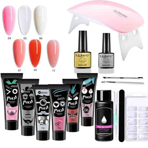 Extensão rápida unha cristal gel UV luz fototerapia ferramenta de manicure conjunto de 18 peças(50% discount for limited time)