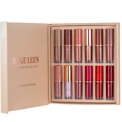 12 cores livro lip gloss conjunto não-manchado copo lábio esmalte batom estilo explosivo