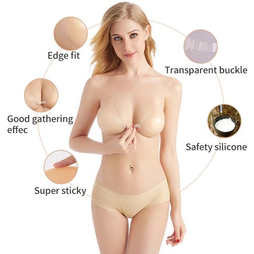 Sutiã invisível de silicone lavável e reutilizável