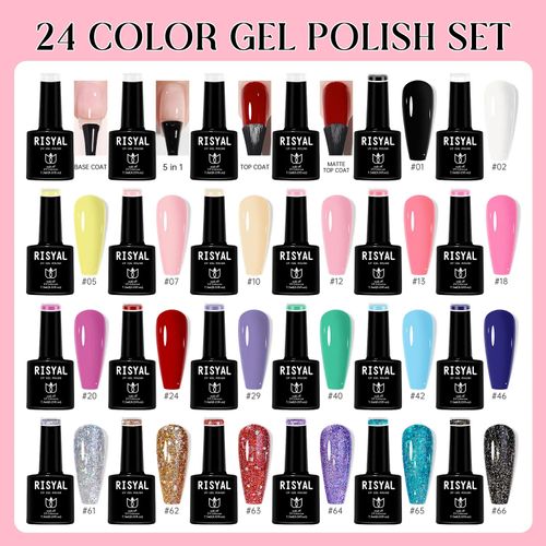 Kit de gel de unha com 24 garrafas de gel de fototerapia