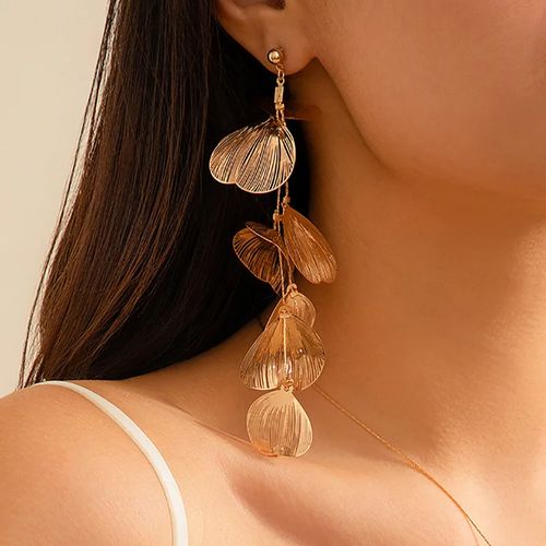 Ouro ginkgo biloba tassel colar brincos conjunto completo
