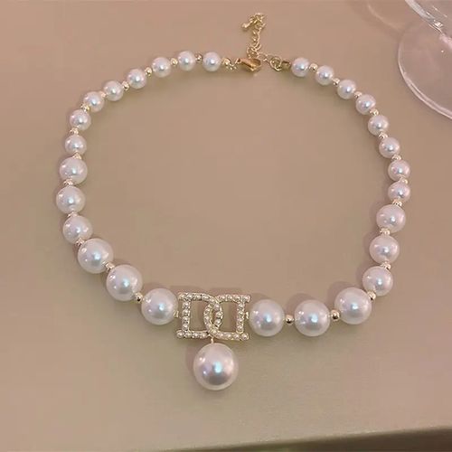 Nova moda pérola carta pingente colar luxo mulheres jóias charme colar