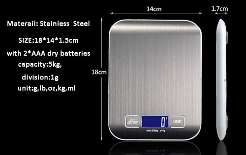 Balança de cozinha multifuncional de aço inoxidável 5Kg
