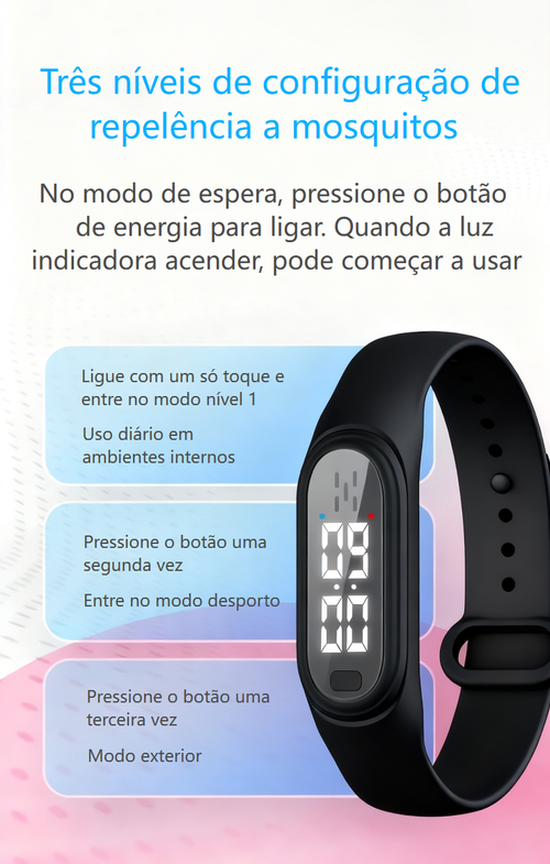 Pulseira repelente de mosquitos com ultrassom