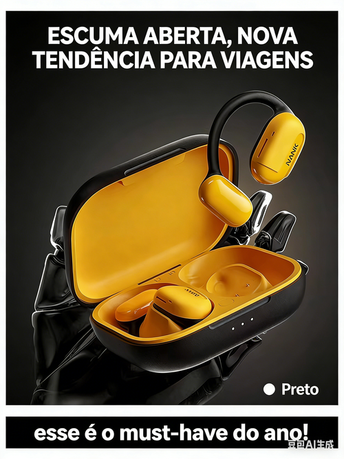 NANKA Fone de ouvido esportivo impermeável de gancho aberto, conexão sem fio, zero pressão e sem desconforto