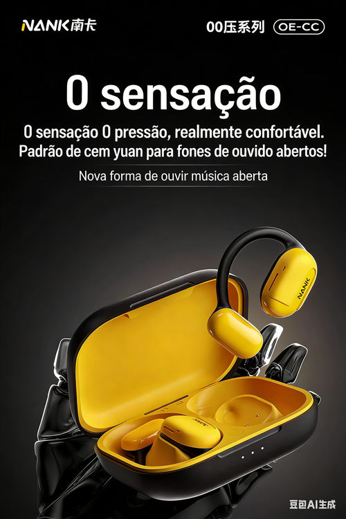 NANKA Fone de ouvido esportivo impermeável de gancho aberto, conexão sem fio, zero pressão e sem desconforto