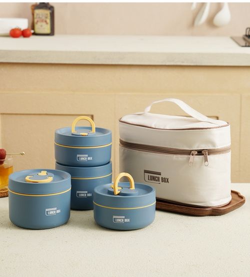 Conjunto de Caixa de Almoço: Aquecedor de Alimentos Multicamadas, Caixa de Bento de Aço Inoxidável 304 com Sacola