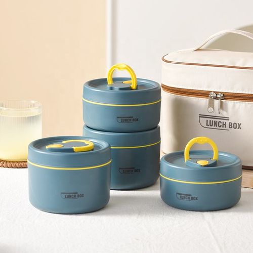 Conjunto de Caixa de Almoço: Aquecedor de Alimentos Multicamadas, Caixa de Bento de Aço Inoxidável 304 com Sacola