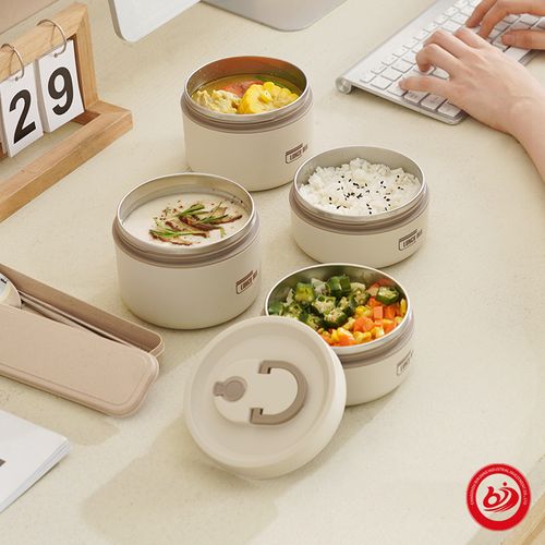 Conjunto de Caixa de Almoço: Aquecedor de Alimentos Multicamadas, Caixa de Bento de Aço Inoxidável 304 com Sacola