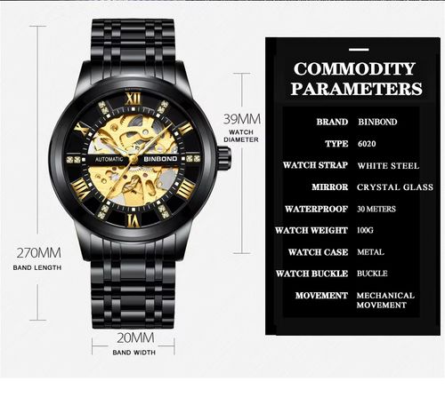 🔥Relógio de pulso à prova de água, feito de aço inoxidável e com iluminação noturna